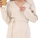 Women's Classic Coatigan Belted Wrap Cardigan Coat Oversized V-Neck Long Knit Sweater Jacket with Tie Belt. Size XS