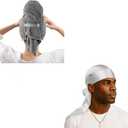 YFONG 1 PC Gray Soft Hair Drying Towel+1 PC White 100% 22 Mulberry Silk Durags