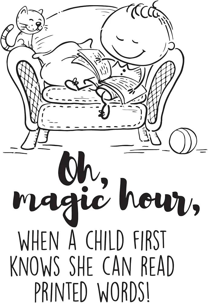 Children Child First Knows She Can Read Happy Quote Wall Decal Decoration Books Quote Book Lovers Bookish Quotes Readers Lasts Years and Easily Removable - Size: 28 in(W) x 40 in(H)