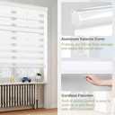 Kokorona Zebra Blinds Roller Shades Cordless Window Blinds with Valance Cover, Day and Night Sheer Shades Dual Layer Fabric for Light Control Light Filtering Privacy, White, 41" W X 72" H