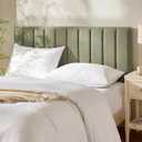 Hearth & Harbor Upholstered Full Headboard - Easy Assemble Channel Stitched Headboard Full Size - Wall Mounted Headboards with 3D Soundproof Wall Panels Peel & Stick Floating Headboards, Olive Green