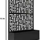 Oakland Living 6 ft. X 4 ft. Black Freestanding Metal Privacy Screen Room Divider with Flower Box