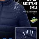 Men's Puffer Jacket Lightweight Warm Winter Jackets for Men Windproof Insulated Puffy Coat with 3 Pockets (Blue, L)
