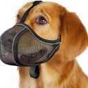 Mayerzon Dog Muzzle to Prevent Biting Scavenging Chewing, Soft Mesh Puppy Muzzles for Medium  Sized Dogs, Breathable, Reflective, Adjustable Mouth Guard for Grooming Walking Training (M, Black)