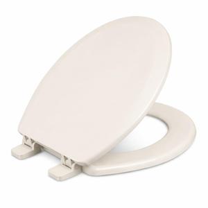 Centoco Heavy-Duty Round Toilet Seat, Wood Core with Scratch-Resistant Plastic Finish, Won't Crack or Fade, Residential, Made in the USA, 700-416, Biscuit