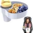 2PCS Resptasski Car Seat Cup Holder Snack Tray for Kids  Travel Tray for Car, Booster, Stroller, Outdoor Essentials Kit. Universal Adjustable Tray with Detachable Base for Snacks, Toys, Food (Grey)