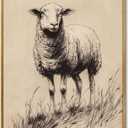Vintage Sheep Wall Art Antique Animal Prints Country French Picture Animal Sketch Wall Art Cute Sheep Retro Posters Farm Animals Pictures Vintage Rustic Painting Classical Lamb Artwork 8x10inch Framed