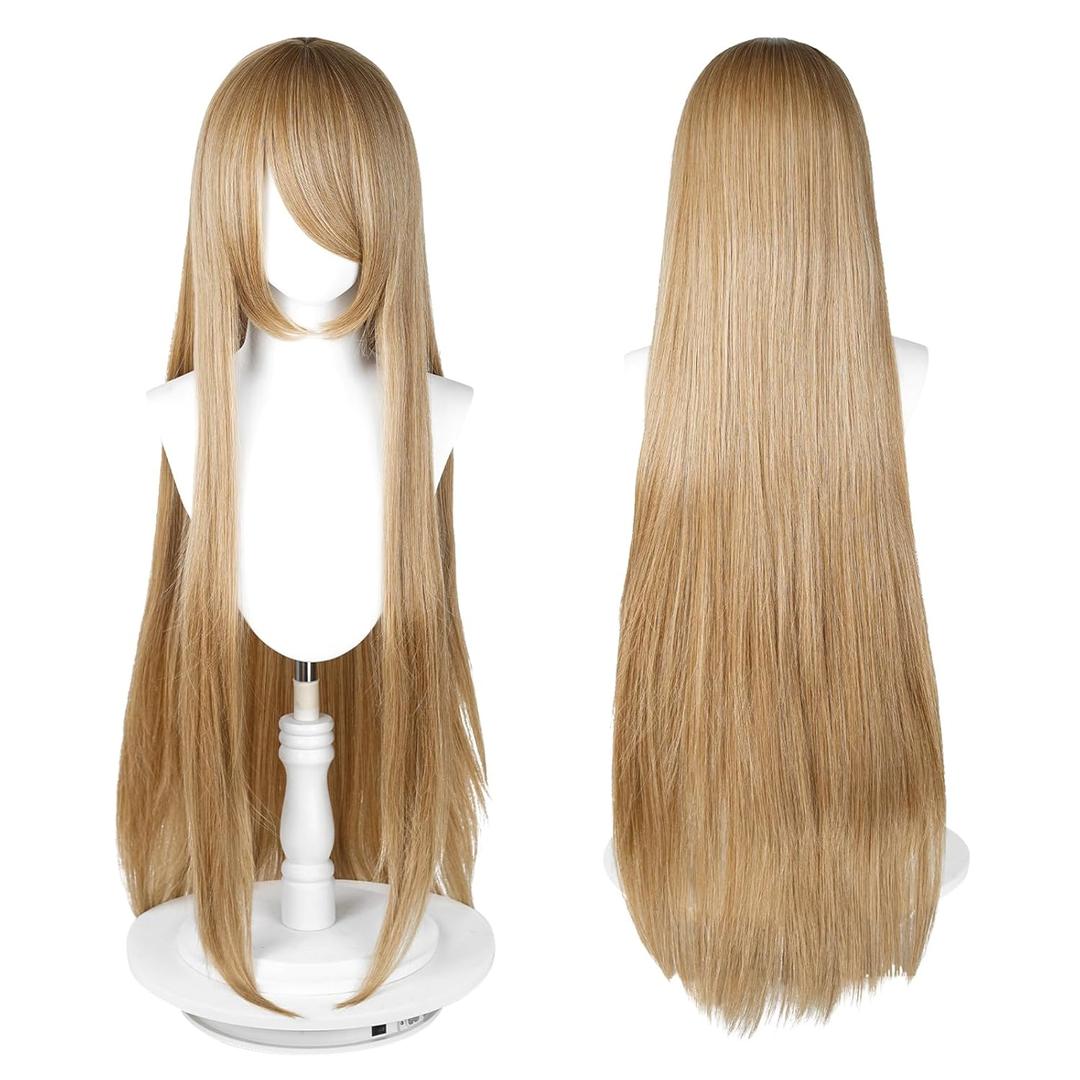UTIEHD 100cm / 40 Inch Long Wig, Universal Costume Wig, Perfect for Party, Festivals, and Halloween (Light Brown)