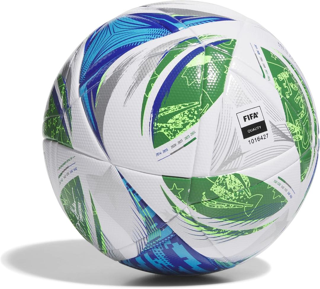 Adidas Unisex-Adult MLS League Nativo Soccer Ball,White/Green/Glory Blue/Solar Blue,4
