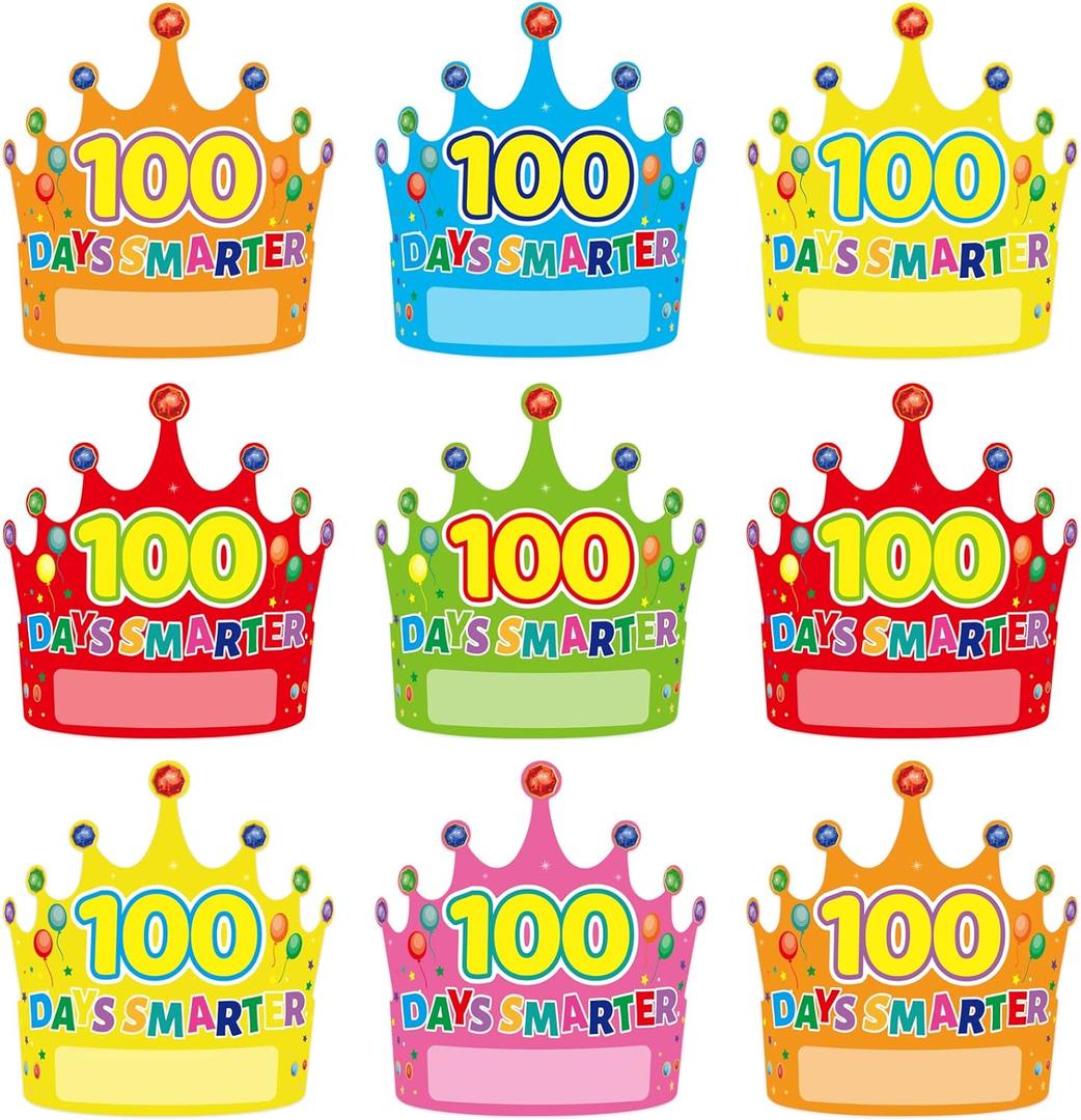 Fancy Land 36 Packs 100 Days Paper Crowns 100th Day of School Crowns for Classroom Supplies