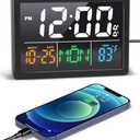 JALL Digital Clock with Date Day for Seniors, Electric Alarm Clocks for Bedrooms with Temperature, 2 Alarms, Dimmer, Dual USB Charger, Battery Backup, Volume Control, Snooze, Bedside Desk Clock, Black