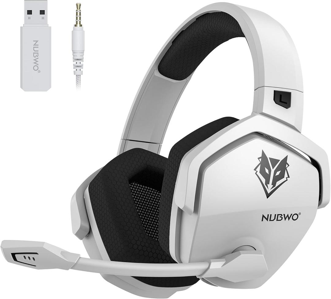 NUBWO Wireless Gaming Headset with Mic for Ps5 Ps4 PC, Zero Interference, 100-Hour Battery All-Day Play, 23ms Sync for Fortnite & Call of Duty/FPS Gamers, Triple Mode All Devices Compatible - White NUBWO Wireless Gaming Headset with Mic for Ps5 Ps4 PC, Zero Interference, 100-Hour Battery All-Day Play, 23ms Sync for Fortnite & Call of Duty/FPS Gamers, Triple Mode All Devices Compatible - White