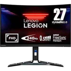 Lenovo Legion R27fc-30 Gaming Monitor, 27" FHD Curved, 280Hz, 0.5ms MPRT, AMD FreeSync, VESA Adaptive Sync, Lift/Tilt/Pivot/Swivel Stand, HDMI 2.1 and DisplayPort 1.4, 350 nits, Raven Black