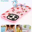 Toycamp for iPhone 16 Pro Case Compatible with Magsafe - Cute Design 360 Magnetic Ring Holder Stand Kickstand Funny Strawberry Girly Pretty Fashion TPU Phone Covers for Women Tenn Girls