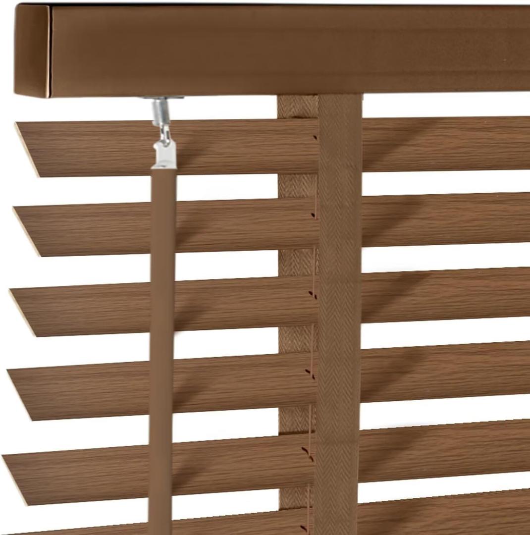 2" Cordless Solid Wood Blinds for Indoor Window,27.5" W x 60" H Real Wooden Blackout Blinds Horizontal Shutters, Easy to Install for Home Interior Windows Walnut