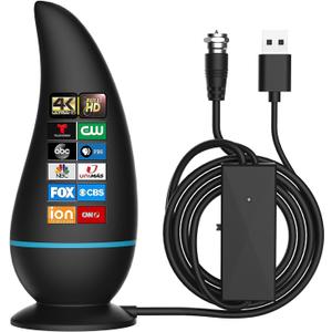 TV Antenna, HD Digital TV Antenna 560+ Miles Range Reception with Signal Booster & Magnetic Support Base for 4K 1080P HD Local Channels and All Old TVs - 18ft coaxial Cable