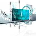 Large Turquoise Expression Abstract Wall Art 5 Panel Modern Teal Canvas Print Painting