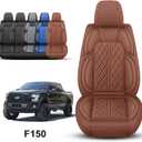 Car Seat Cover Custom Fit for Ford F150 2009-2026 Faux Leather Seat Cover Set Compatible with Regular Cab Super Cab Super Crew Pickup Truck Cushions(Brown, Front Seat)