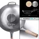 Flat Bottom Carbon Steel Wok Pan - Authentic Hand Hammered Woks and Stir Fry Pans - 14" Pow Wok