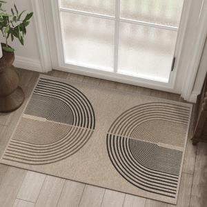 Easy Jute Rainbow Entryway Rug, 2x3 Washable Non-Slip Indoor Outdoor Doormat, Neutral Boho Farmhouse Small Kitchen Rug Modern Abstract Throw Rugs for Entrance Bedroom Bathroom