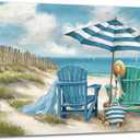 LAIART Blue Ocean Canvas Wall Art Decor Beach Chair Picture PrintsRelaxing Seascape Artwork (24L" x 16W")