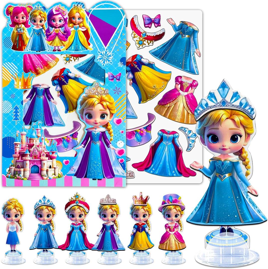 Magnetic Dress Up Dolls for Girls, Princess Cute Magnet Dolls Dress Up Kits, Travel Game Car Road Trip Airplane Activity Toys Birthday for Toddler Girls Ages 3 4 5 6 7 8 (Blue)