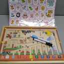 LIOKLICK 4-in-1 Magnetic Color and Number Maze, ABC Animal Alphabet Puzzles with Drawing Board, Wooden Montessori Toy Storage Box for 3-5 Year Old, Toddler...