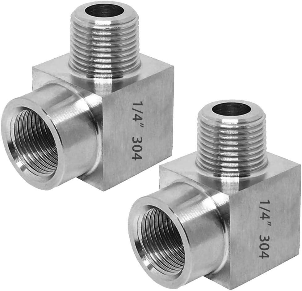 Street Elbow 90 Degree 1/4" NPT Male x 1/4" NPT Female 304 Stainless Steel Cast Pipe Fitting (Pack Of 2)