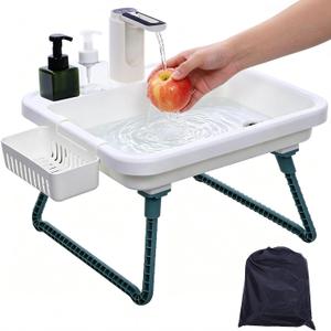 Portable Sink Hand Wash Station, Camping Sink With Electric Pump, Large