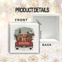 Red Truck Christmas Golden Retriever Wooden Box Sign, Gifts for Golden Retriever Lovers, Rustic Farmhouse Winter Wood Block Sign for Home Office Desk Shelf Table Decor, 5x5 Inch (white -26)