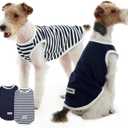 FUAMEY 2 Pack Dog T-Shirts for Medium Dogs,Puppy Lightweight & Breathable Sleeveless Shirts Soft Dog Tee Pet Vest T Outfit Dogs Striped Tank Tops Blue M