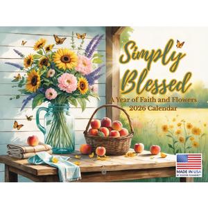 4 x Simply Blessed Inspirational Calendar 2026 Faith Flowers Monthly Religious Gifts For Women Wall Calender 12 Month | American Made In The USA