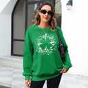 Women St. Patricks Sweatshirts Shamrock Shirts Lucky Clover Graphic Tees Irish Gift Pullover Long Sleeve Tops (L)