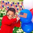 2 x 4th of July Decorations 33ft American String Flags Banner+ 10Pcs Handheld USA Stick Flag+ 30Pcs Red White Blue Balloons+2 Sheet Stickers Party Decor for 4th of July America Patriotic Day Memorial Day
