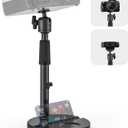 Desktop Projector Stand Table, 11" - 17.7" Extendable Height Stand with Heavy-duty Base and 1/4" Ball Head, 360 Rotation Webcams Projector Mount Holder for Home, Office, Outdoor Projection