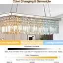 Modern Rectangle K9 Crystal Chandelier for Dining Room 6-Light Contemporary Rectangular Pendant Light Fixture for Living Room Kitchen Island Foyer Entryway Office Chrome L31.5 x W9.8 x H8.26