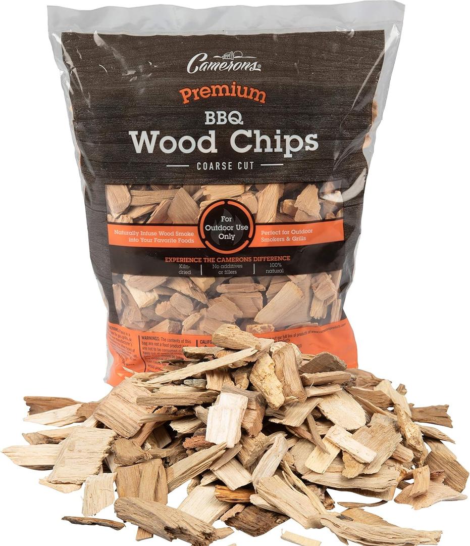 Camerons All Natural Maple Wood Chips for Smoker - 260 Cu. In. Bag, Approx 2 Pounds- Kiln Dried Coarse Cut BBQ Grill Wood Chips for Smoking Meats - Barbecue Smoker Accessories - Grilling Gifts for Men