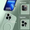 MCFANCE Magnetic Silicone Case with Stand for iPhone 13 Pro Max (6.7 inch) | Compatible with MagSafe, Shockproof Protection, Anti-Scratch Microfiber Lining | Cyan