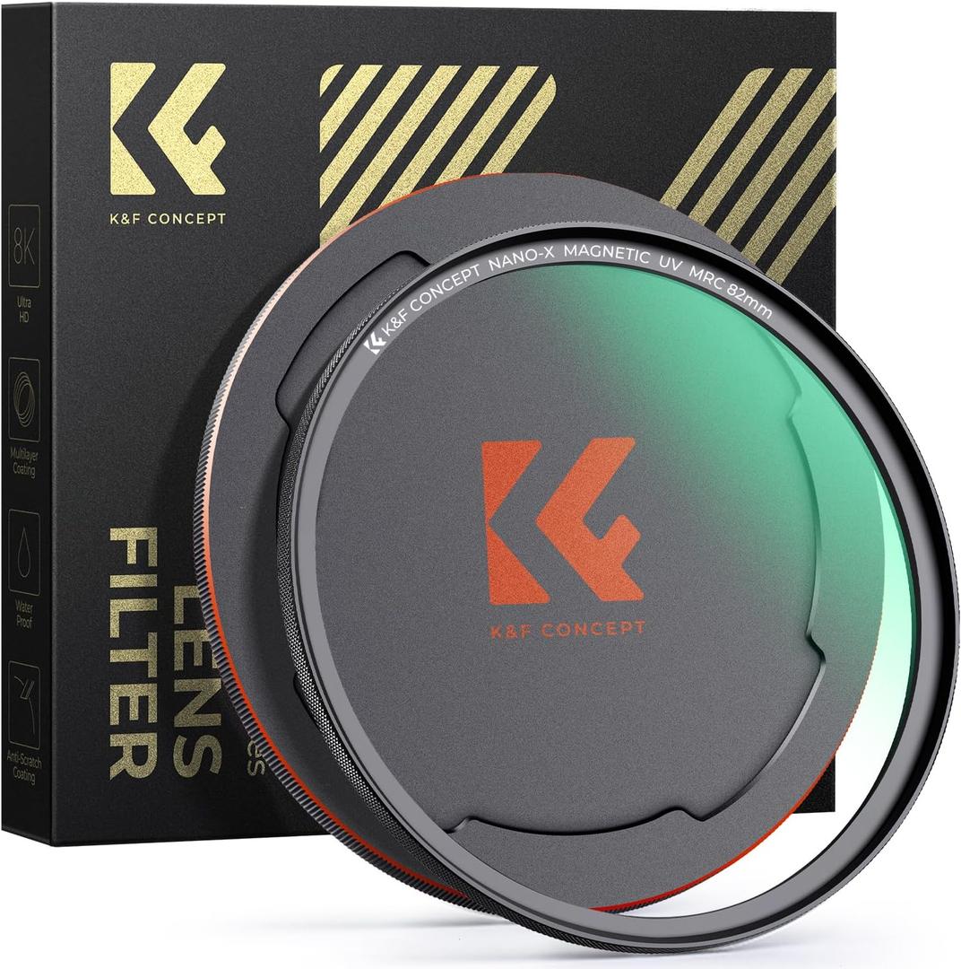 K&F CONCEPT 55mm Magnetic MC UV Lens Protection Filter + Lens Filter Cap with 28 Multi-Layer Coatings Waterproof/Scratch Resistant Ultra-Slim UV Filter for Camera Lens (Nano-X Series)