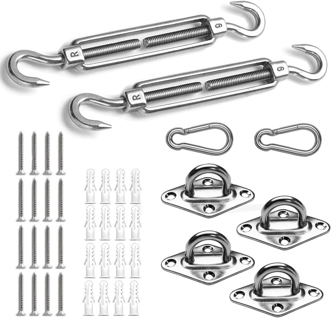 SUNNY GUARD Sun Shade Sail 316 Stainless Steel Hardware Kit 6 Inch for Rectangle Shade Sail Installation for Backyard Yard Deck Patio Garden