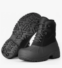 Furuian Winter Boots for Men Waterproof Insulated Snow Boots for Men Non Slip Hiking Duck Boot Mens Fur-Lined Winter Shoes, Size 9.5