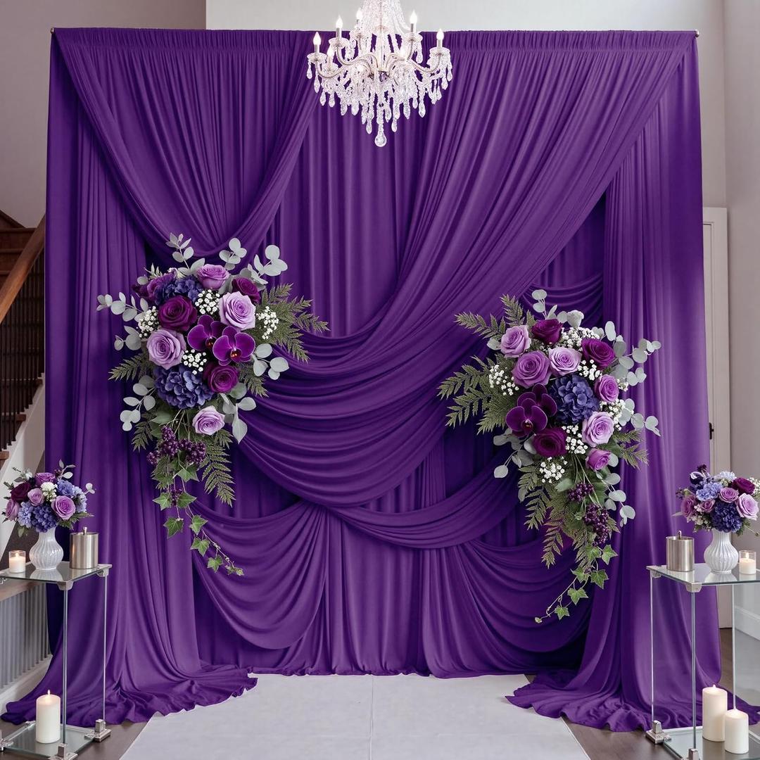50ft×15ft Deep Purple Backdrop Curtain for Wedding Parties, W5' x H15'