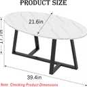 Wolawu Coffee Table Small Oval Table,White Faux Marble Table for Living Room, Modern Center Tea Tables for Small Space,Wooden Tables End Tables with Sturdy Black Metal Leg