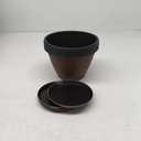 4 Pack 8 inch Plant Pot, Plastic Pots for Plants Indoor, Round Planters for Outdoor Plants with Drainage Holes & Trays, Decorative Flower Pots Garden Containers Sets for Houseplants (Black Copper)