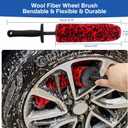 4 Pack Car Wheel and Tire Cleaner Brushes Kit Auto Motorcycle Rim Hub Ultra Soft Microfiber No Spatter Bendable Woolies Bristle Cleaning Set