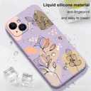 for iPhone 15 Plus Case, Side Flowers Pattern Design Slim Soft Protector Phone Cover for iPhone 15 Plus, Morandi Purple