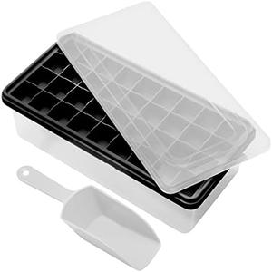 Silicone Ice Cube Tray with Leak-Proof Lid & Storage Bin for Freezer – BPA-Free 36-Piece Nugget Ice Molds, Spill-Resistant Cover & Ice Scoop Container Cover