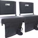 BRAWNTIDE Wide Stadium Seat - Extra Thick Cushion, Great Back Support, Lightweight Chair, Multiple Storage Pockets, Compact, Ideal for Sporting Events (Black, 2 Pack)