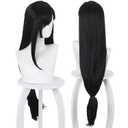 Black Adult Wig Women Long Synthetic Hair with Bangs for Halloween