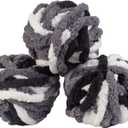 Chunky Yarn for Crocheting (Tie Dye- Black, White, Grey, 3 Pack)-72 Yards Total, 20mm Soft Thick Jumbo Chenille Yarn for Blankets, Pillows, Home Decor, Easter Basket Stuffer Gifts & Spring Crafts